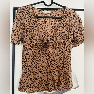 Abercrombie & Fitch Tan Leopard Print Blouse